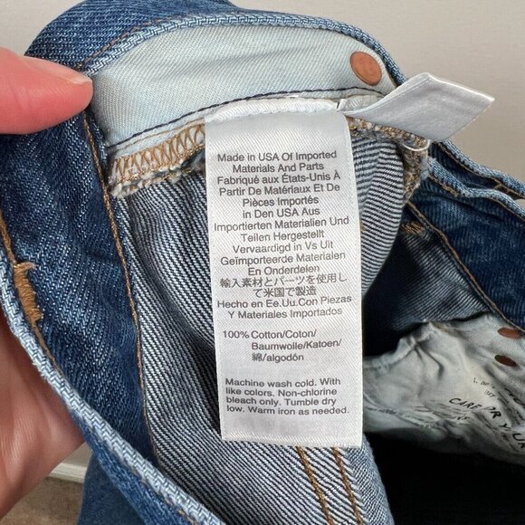 Rivet & Thread Perfect Vintage Crop Jeans Size 28 Frayed Hem Button Fly Blue - Picture 10 of 11